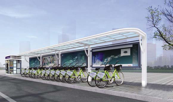 智能公共自行車亭